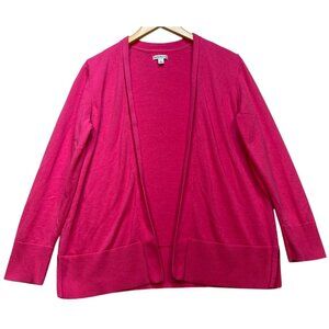 Croft & Barrow Women's Open Front Cardigan Sweater Long Sleeve Size L Magenta